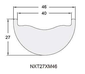 Mountain Bicycle Carbon Rim Profile Drawing NXT27XM46