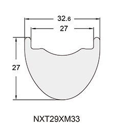 Mountain Bicycle Carbon Rim Profile Drawing NXT29XM33