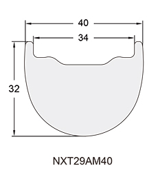 Mountain Bicycle Carbon Rim Profile Drawing NXT29AM40
