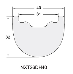 Mountain Bicycle Carbon Rim Profile Drawing NXT26DH40