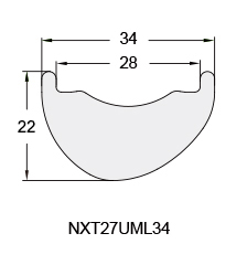the profile drawing Ultralight Carbon Fiber Mountain Bicycle Rim NXT27UML34