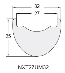 Mountain Bicycle Carbon Rim Profile Drawing NXT27UM32