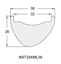 the profile drawing Ultralight Carbon Fiber Mountain Bicycle Rim NXT29XML38