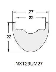 Mountain Bicycle Carbon Rim Profile Drawing NXT29UM27
