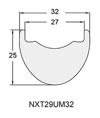 Mountain Bicycle Carbon Rim Profile Drawing NXT29UM32
