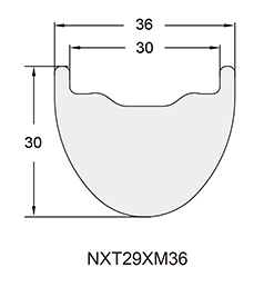 Mountain Bicycle Carbon Rim Profile Drawing NXT29XM36