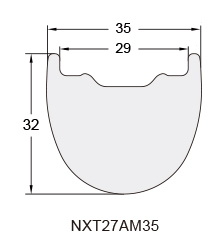 Mountain Bicycle Carbon Rim Profile Drawing NXT29AM35