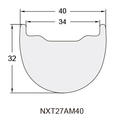 Mountain Bicycle Carbon Rim Profile Drawing NXT27AM40