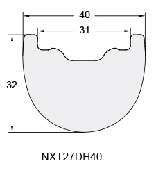 Mountain Bicycle Carbon Rim Profile Drawing NXT27DH40