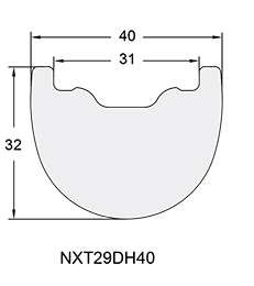 Mountain Bicycle Carbon Rim Profile Drawing NXT29DH40