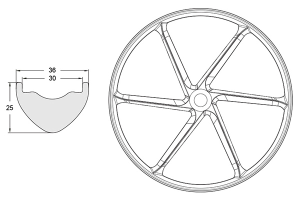 6-Spoke 27.5 inch 650B mountain carbon wheelset 36mm