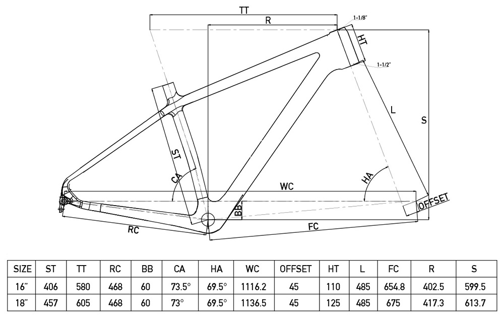 carbon fiber fat bike frameset and fork