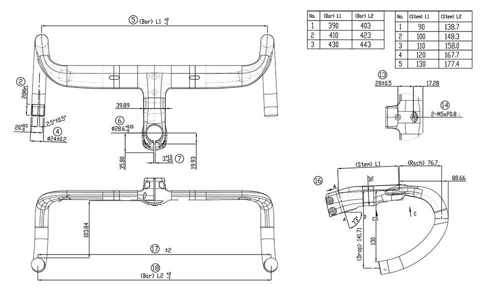 handlebar profile drawing