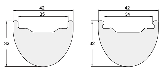 Mountain Bicycle Carbon Rim Profile Drawing 36 inch Unicycle